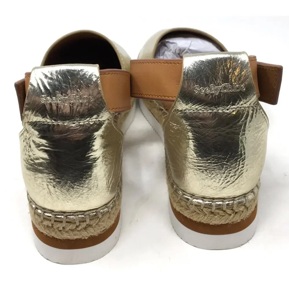 See by Chloe Glyn Women's Size 39 Metallic Gold Closed-Toe Platform Sandals - Picture 6 of 8